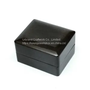 Wooden Ring Box Painting in Red Glossy, Wrapped Black PU Inside, With Screen Printing Logo thumbnail-5