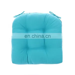 Recyclable Cheap Soft Patio Outdoor Solid Blue Non-slip U-shaped Tufted Chair Pad With Ties Home thumbnail-2