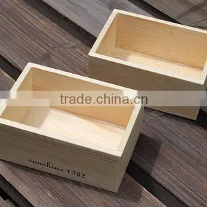 Silk Printing Logo Natural Color Solid Pine Wood Boxes thumbnail-1