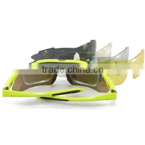 Fluorescein Yellow Frame Outdoor Hunting Golf Fishing Hiking Sport Riding Skiing Uv400 Polarized Sunglasses Glasses 5 Lenses Cas thumbnail-3