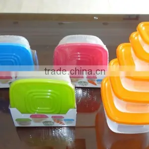 Popular 5 Pcs Set Square Plastic Food Storage Container With Color Box thumbnail-1