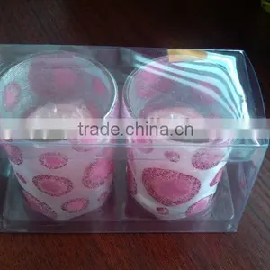Pink Glass Cap Candles Decorated thumbnail-1