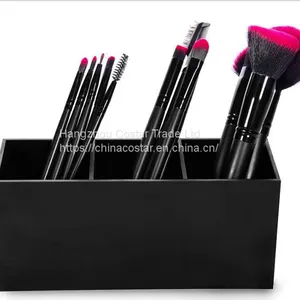 3 Slot Acrylic Cosmetics Brushes Storage Box Clear Makeup Brush Holder Organizer thumbnail-1