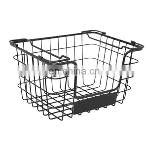 Rectangular Black Laundry Large Mesh Foldable Egg Carbon Steel Birdcage Wholesale Stackable Handmade Fruit Metal Wire Basket thumbnail-5
