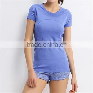 Light Orange Yoga Clothing Quick Dry T-shirts thumbnail-3
