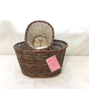 Hot Sale Round Shape Willow Basket With Clear Foil Inside thumbnail-1