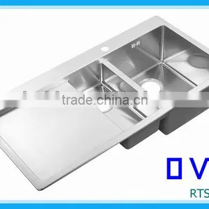 Double Bowl Stainless Steel Sink With Drainboard RTS 201A-2 thumbnail-1