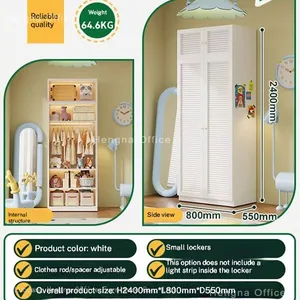 Multi-functional Metal Wardrobe for Student Dormitories, Durable Space-saving Steel Locker With Reinforced Hanging Rods thumbnail-1