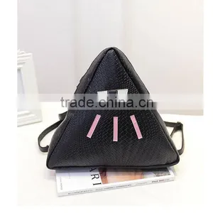 Crocodile Grain Small Triangle PU Bag Shoulder Crossbody Backpack Cosmetic Makeup Ladies Bags thumbnail-1