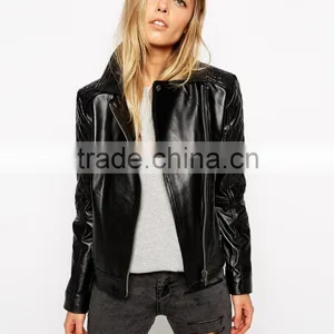2015 Hot Customized Lady's Fashion PU Jacket Leather Jacket for Women thumbnail-1