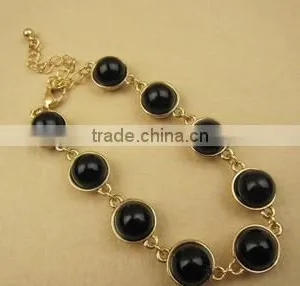2015 Wholesale Natural Gemstone Gold Black Crystal Bead Bracelet thumbnail-3