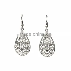 Fine Fantasy Rodium Plated Jewelry Rhinestone Paved Hollow Out Drop Earrings thumbnail-2