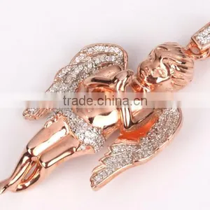 2015 Hot Sell Gold Diamond Angel Meaningful Pendant Necklace thumbnail-3