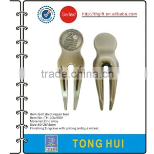 Custom Zinc Alloy Golf Divot Repair Tools With Antique Nickel Plated thumbnail-1
