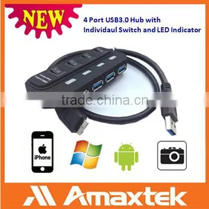 4 Port USB3.0 Hub With Idividual Switch and LED Indicator thumbnail-1