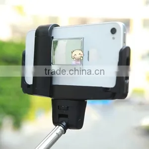 2016 Wholesale Fashion Fodable Pocket Cable Monopod Bluetooth Selfie Stick With Mirror for Smartphone thumbnail-4