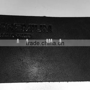 Black Genuine Leather Patch With Custom Brand Logo thumbnail-1