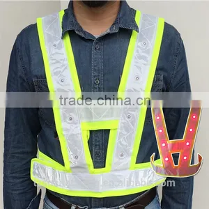 Reflectice V Shape Flashing LED Safety Vest for Security Traffic thumbnail-2