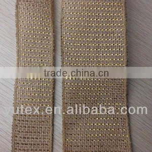Gold Jute Decorative Fabric With Wired thumbnail-1