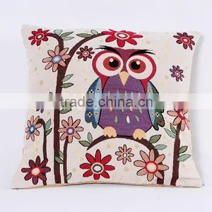 2016 Cute Owl Bird Silkscreen Polyester Fabric Square Custom Cushion Pillow thumbnail-4