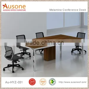 2016 Modern Design Walnut Veneer Conference Table With Stainless Steel Legs thumbnail-1