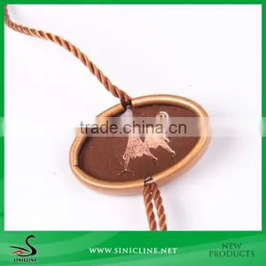Sinicline Customized Oval Aluminum Tag With Golden Hot Stamping Logo For Clothing thumbnail-1