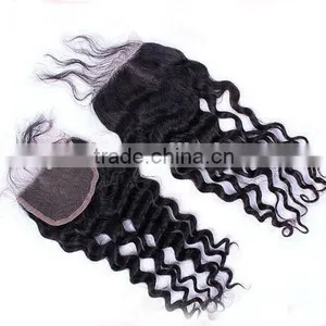 New Arriving 12-30inches #1B Natural Curly, Middle Parting Style, Bleached Knots, Brazilian Lace Front Closure thumbnail-1