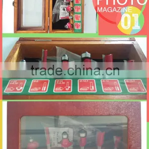 Promotions and Weekend Deals 6Pcs 8mm Shank TCT Router Bit Set In Wooden Display Box thumbnail-1