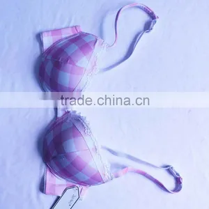Lovely Cotton Bra With Grid Printing Cute Girls Bra thumbnail-4