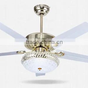 Modern White Gloden Ceiling Fan Light thumbnail-2