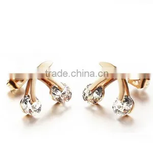 Hot Sale Popular Design Stainless Steel Zircon Earring for Girls thumbnail-2