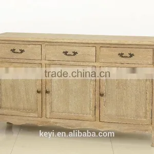 French Style 3 Doors Cabinet Chinese Antique Solid Wood Sideboard Cabinet(DT-1046-OAK) thumbnail-1