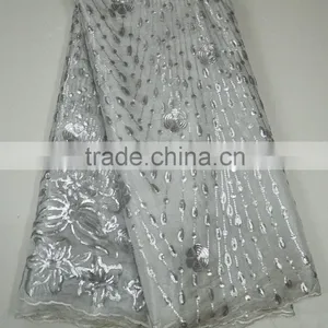 Red Wedding Dress Making Lace Lastest Style Korea Silk Lace Fabric New Sample With Sequins thumbnail-6