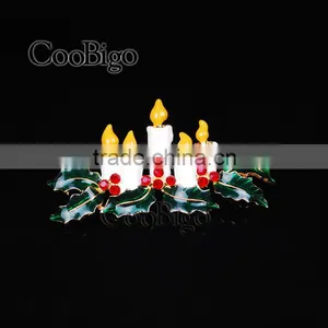 Fashion Jewelry Charming Candle Leaves Shape Red Rhinestone Pin Brooch Promotion Wedding Party Gift Apparel Accessories thumbnail-1