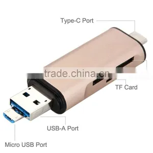 3 in 1 Card Reader USB Type C 2-Slot TF / SD Memory Card Adapter for Macbook Smartphone thumbnail-1