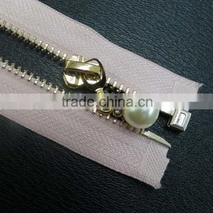 5# Metal Open End Zipper With Pearl Pull for Jacket ,auto Lock Custom Zipper thumbnail-4