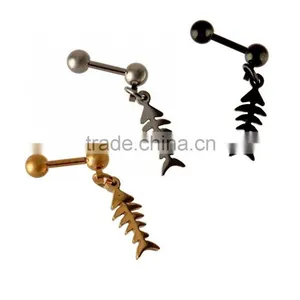 Surgical Steel Fish Bones Tragus Cartilage Barbell thumbnail-1