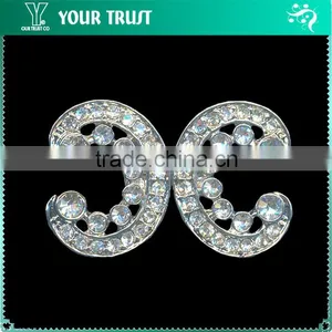 6MM 2MM Clear Cystal Rhinestone Wedding Garment Rhodium Metal Pair Buckle thumbnail-4