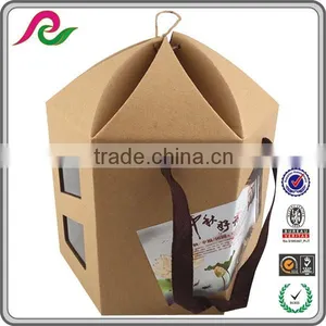 Stylish Hexagonal Corrugated Gift Paper Box With Handle for Flower Packing thumbnail-1