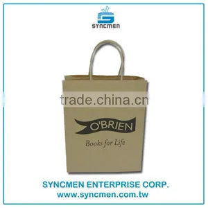 2016 Low Cost Brown Custom Printed Kraft Paper Bags With Paper Twisted Handle thumbnail-3