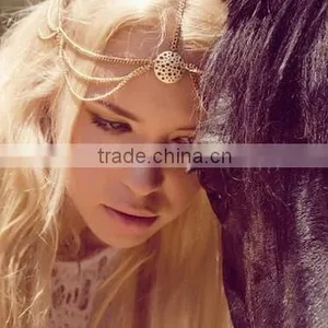 New Arrival Hollow Out Coin Pendant Wedding Hair Accessories Tassels Head Chain Jewelry thumbnail-1