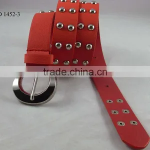 2.5cm Red Rivet Metal Studded Belt thumbnail-4