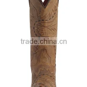 Distressed Bay Apache Leather Detailed With Black Leather Stitching Western Cowboy Boots Wholesale thumbnail-5