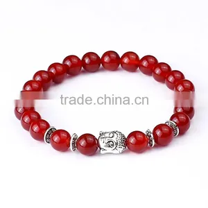 Woman's Jewelry Gift Natural Stone Red Agate Buddha Bracelets thumbnail-1