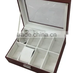 Leather Watch Box With Glass on the Top Cover for 8 Pcs thumbnail-3