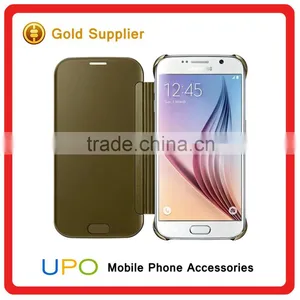 [UPO] Top Selling Clear View Translucent Flip Electroplating Mirror PC Smart Phone Case for Samsung Galaxy S7 Edge Case thumbnail-3