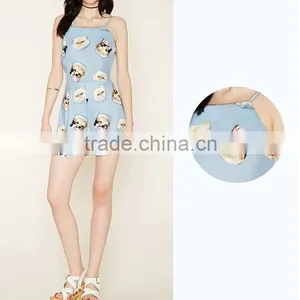 Pets Printing Pattern Casual Beach Shorts Jumpsuit Rompers For Lady thumbnail-2