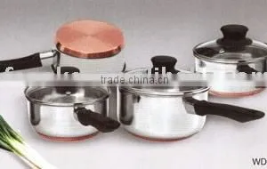 6pcs Stainless Steel Copper Base Cookware Set thumbnail-1
