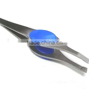 Slanted Stainless Steel Tweezer With pp Decorating on Both Sides thumbnail-2
