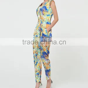 Wholesale Fantasy Print Capri Woman Sleeveless Long Jumpsuits for Summer thumbnail-4